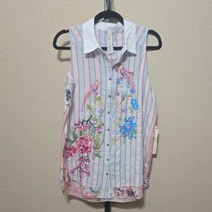 NWT Aratta Sleeveless Embroidered Blouse Small